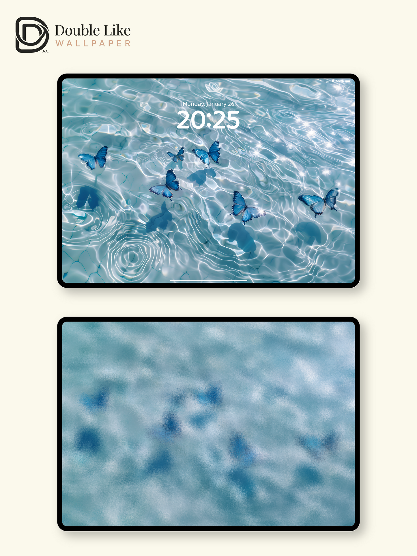 Dreamy Blue Butterflies Sparkling Water Aesthetic Wallpaper Pack [#ZJYX0196]