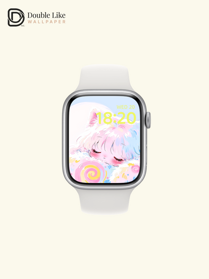 Cute Sleeping Pastel Cat Girl Candy Cloud Kawaii Aesthetic Wallpaper Pack [#HW1500]