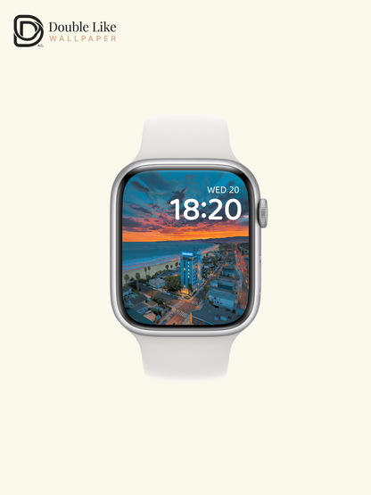 Anime Sunset Coastal City & Ocean Hotel Aesthetic Wallpaper Pack [#JJ1404]