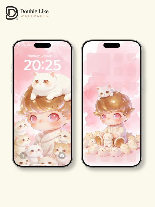 Dreamy Star Cat World 💗 Cute Aesthetic Phone & Tablet Wallpaper Set [#JJ340]