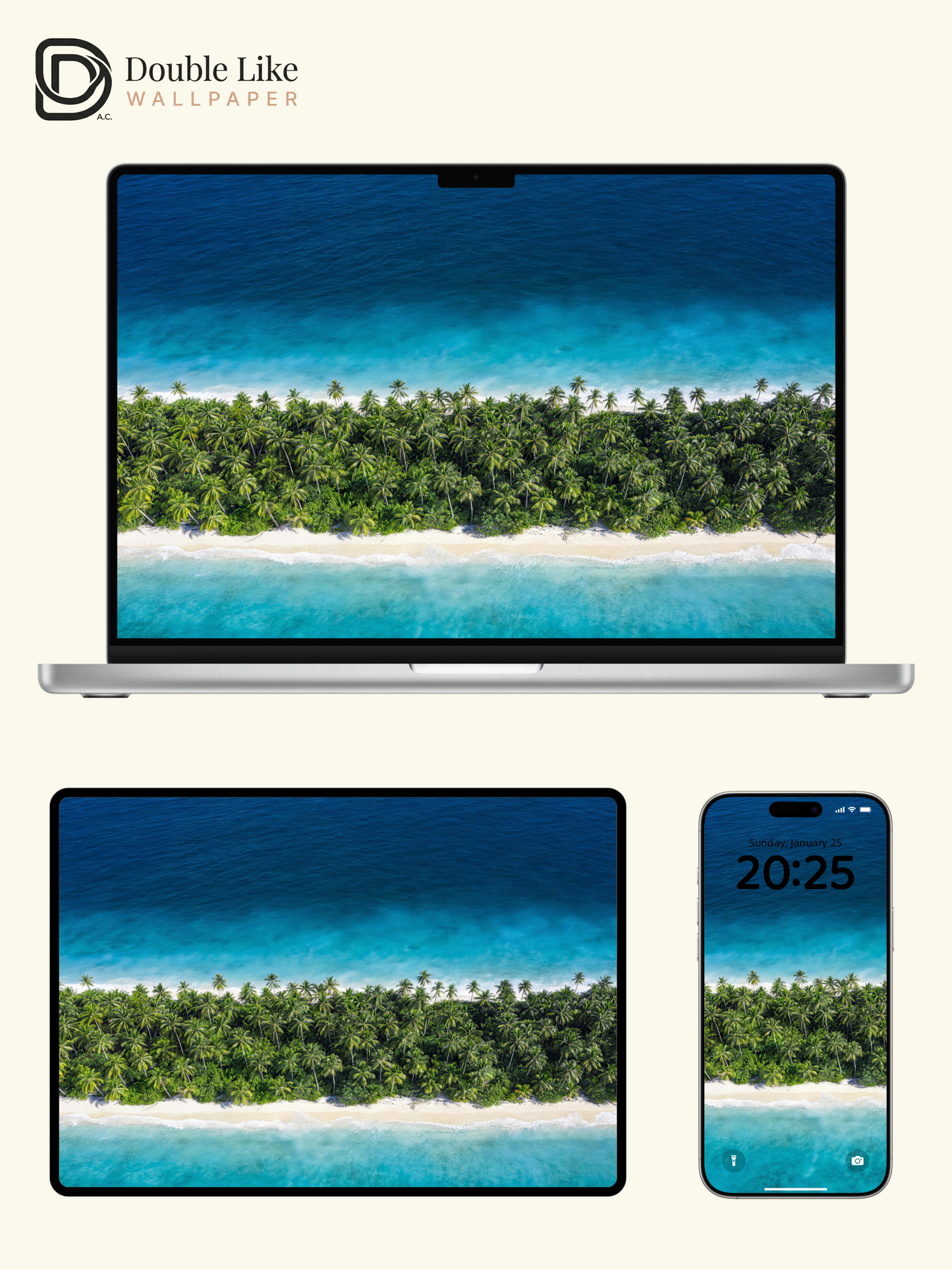 Turquoise Ocean Coconut Island Healing Landscape Wallpaper Pack [#LFHL30502]