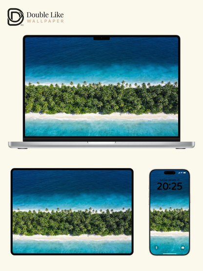 Turquoise Ocean Coconut Island Healing Landscape Wallpaper Pack [#LFHL30502]