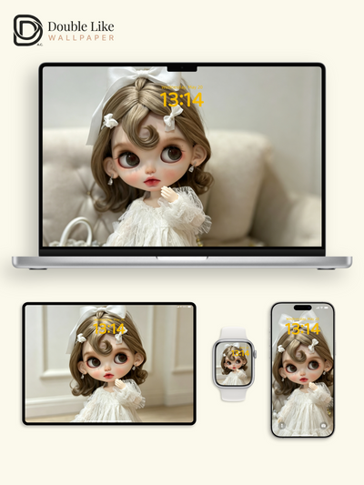Healing White Lace Blythe Doll Coquette Aesthetic Wallpaper [#HWWs011]