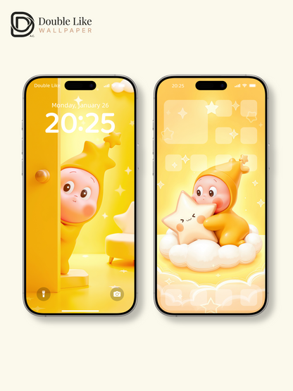 Starlight Buddy · A Little Star Hug ✨ | Healing Wallpaper Pack [#JJ125]