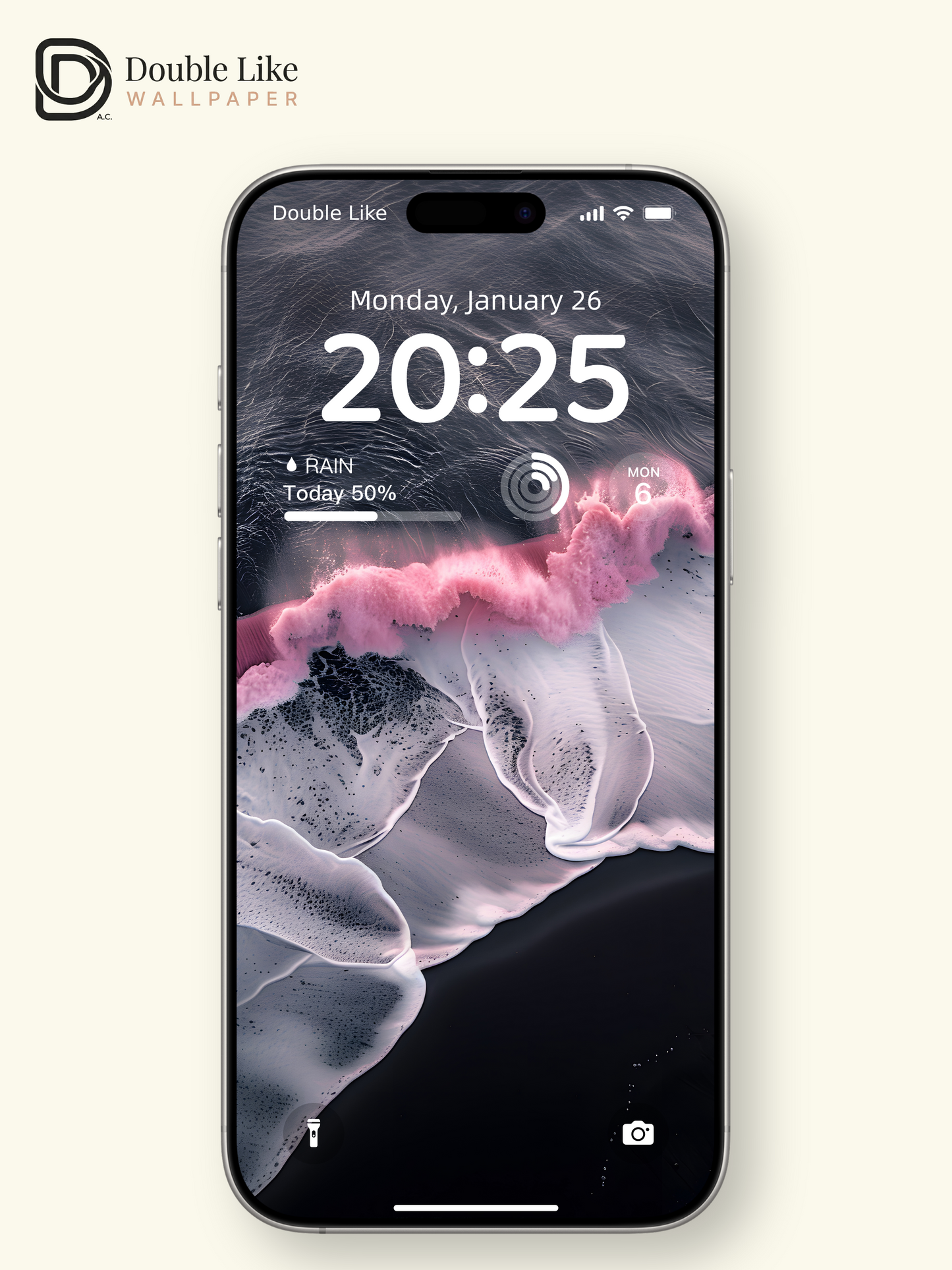 Surreal Pink Wave Dark Beach Aesthetic Wallpaper Pack [#ZJYX0199]