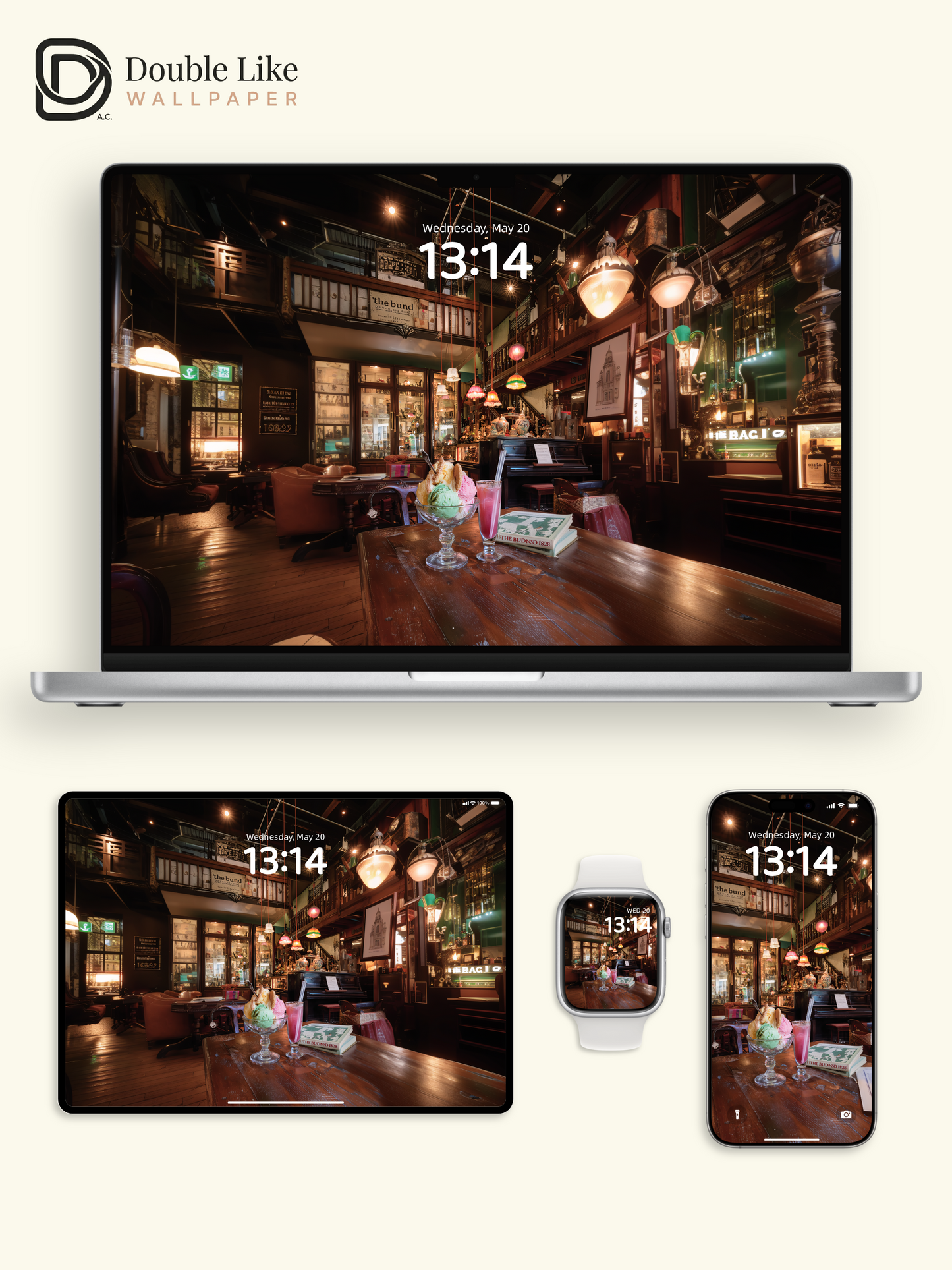 Vintage Cafe Coffee Time Ice Cream Cozy Ambient Aesthetic Wallpaper Pack [#JJ1361]