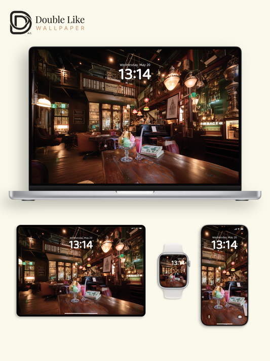 Vintage Cafe Coffee Time Ice Cream Cozy Ambient Aesthetic Wallpaper Pack [#JJ1361]