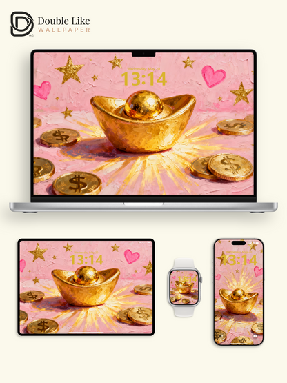 This lucky gold ingot wallpaper brings you money! Live wallpaper for all phones [#HWWa003]