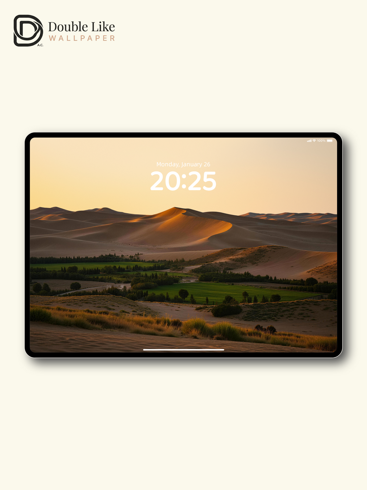 Golden Desert Dunes & Emerald Oasis Sunset Nature Wallpaper Pack [#JJ230905]