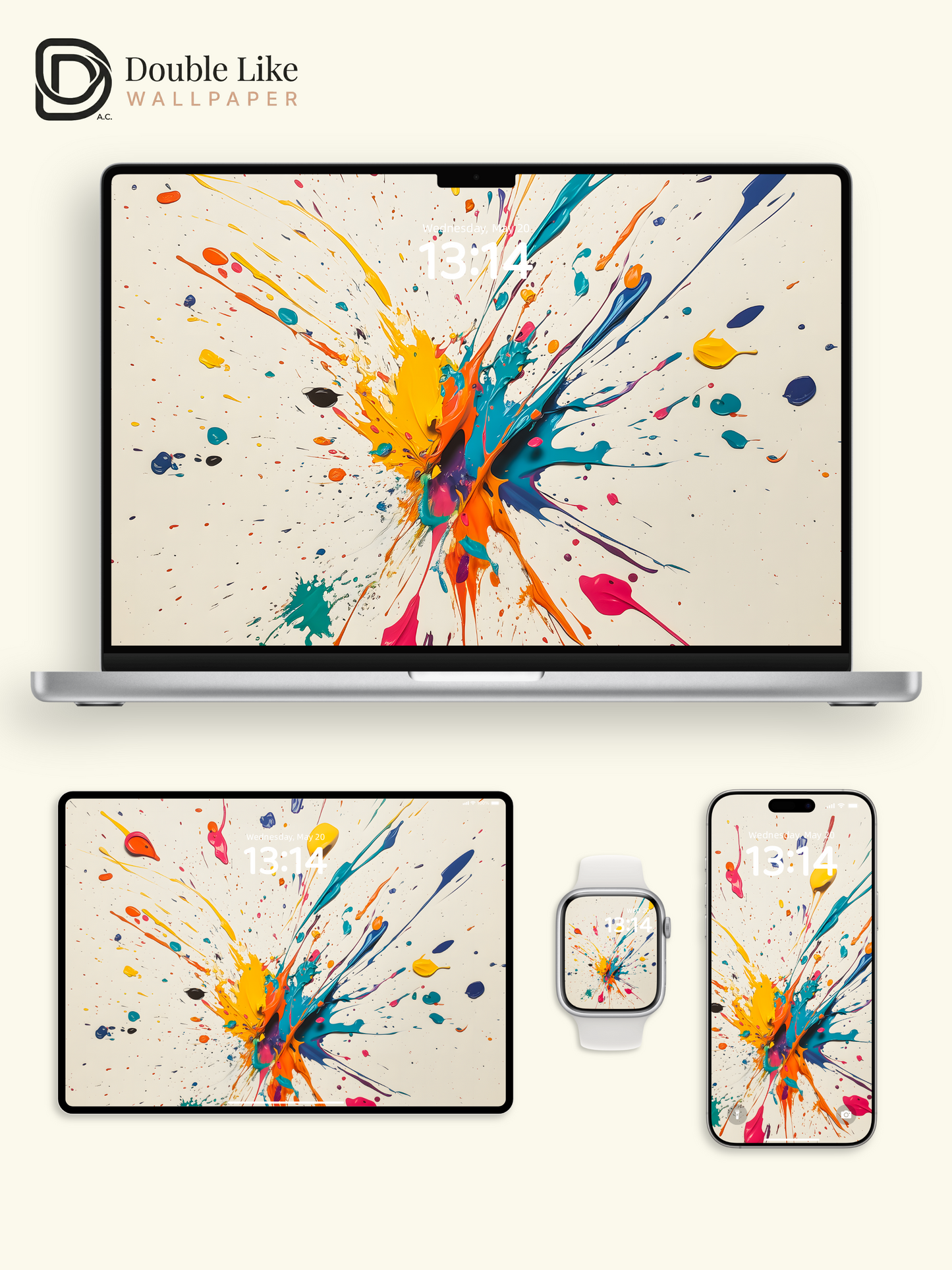 Vibrant Paint Splash Happy Art Full Wallpaper Set [#ZMY052]