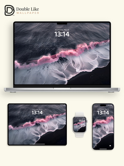 Surreal Pink Wave Dark Beach Aesthetic Wallpaper Pack [#ZJYX0199]