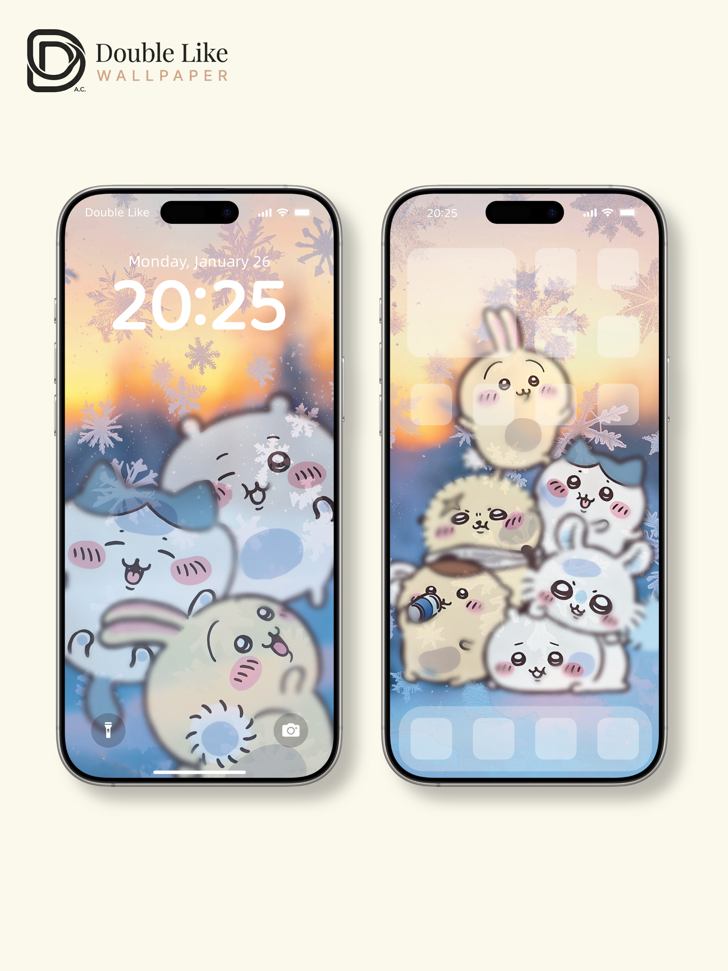 Frosted Window Dream – Kawaii Winter Aesthetic Wallpaper Set [#CKW340]