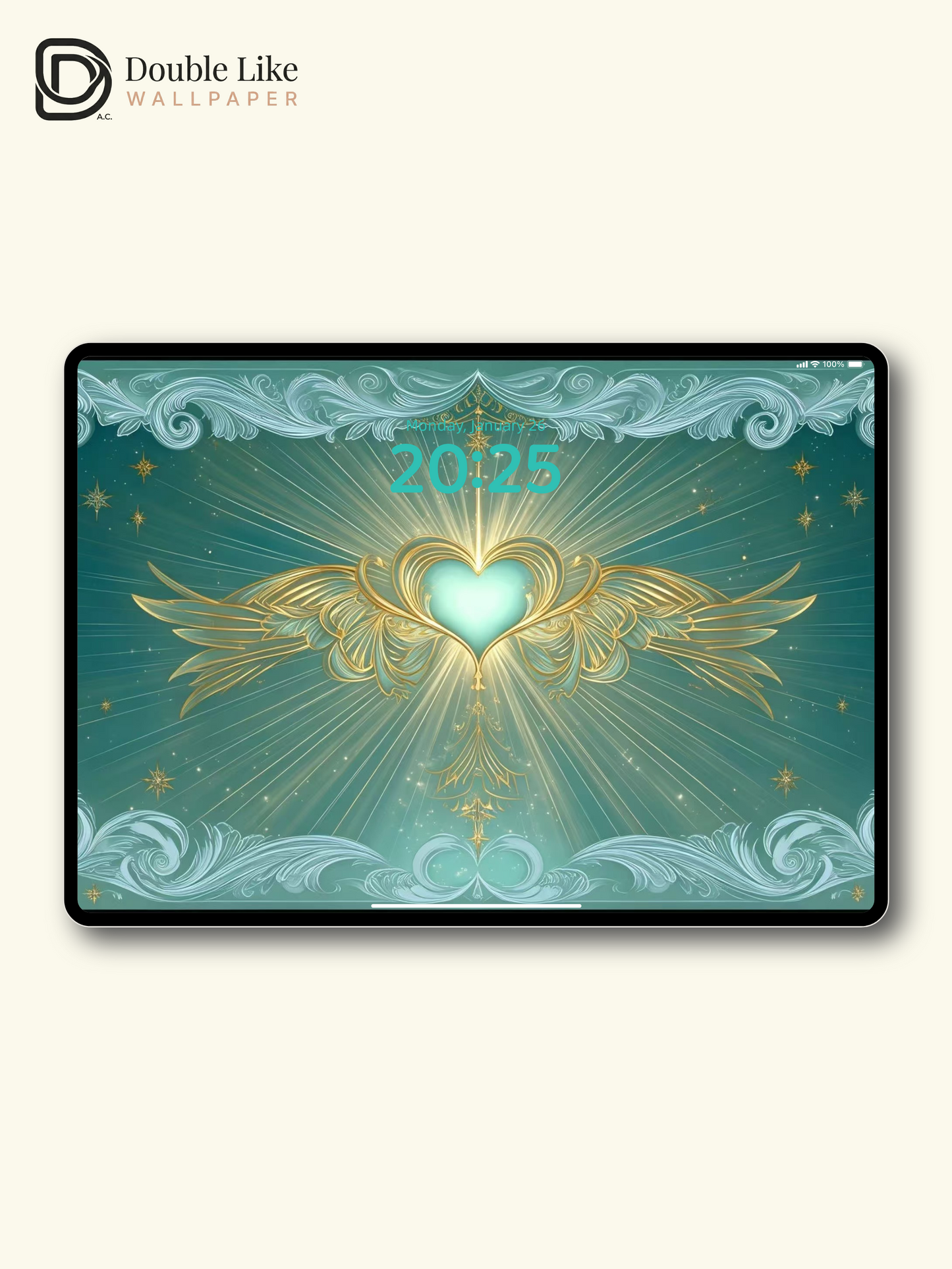 Mint Green Gilded Star Wings Wallpaper | Healing Dreamy Vibe Pack for All Devices [#HWWx026]