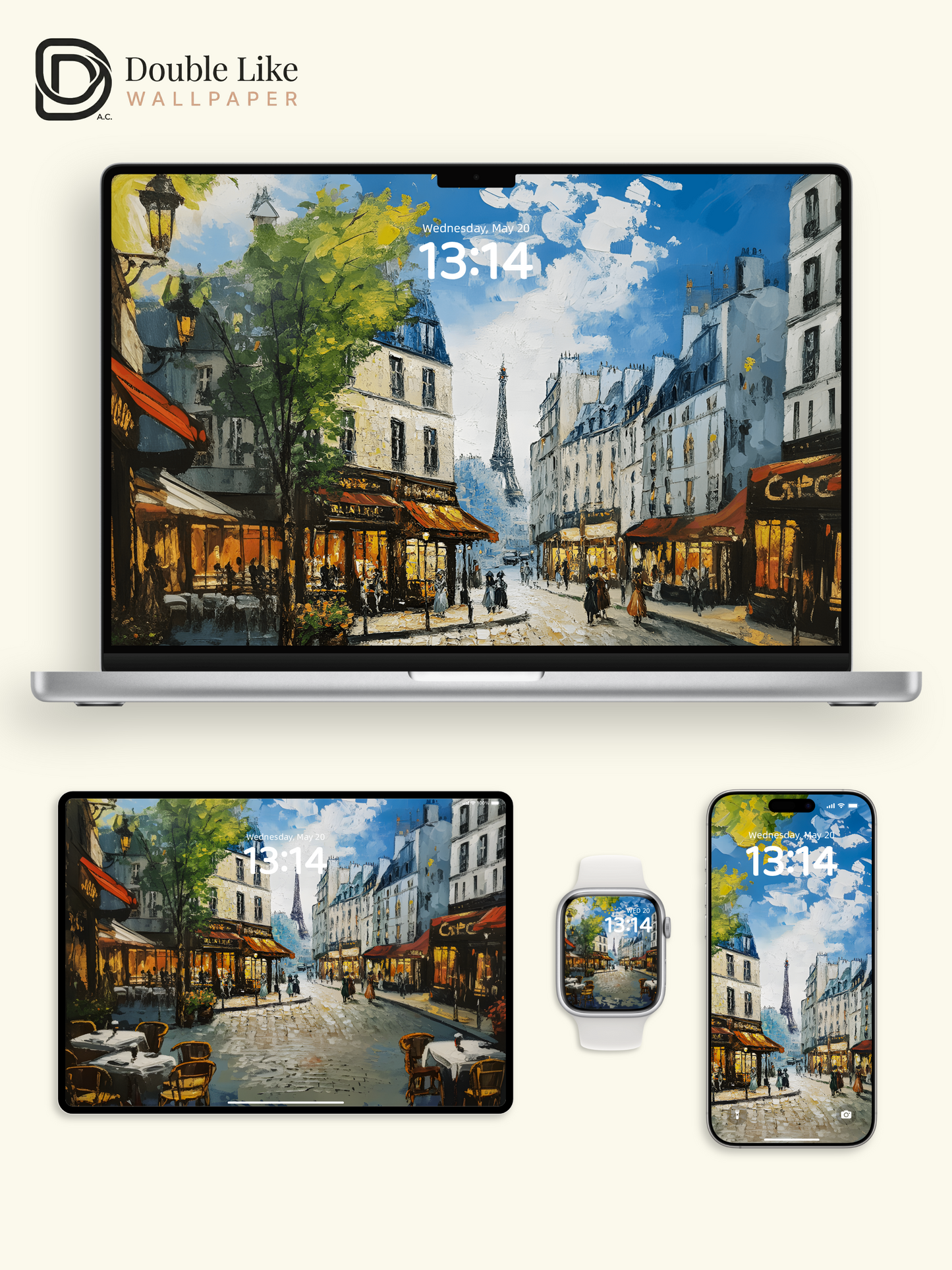 Romantic Paris Street Eiffel Tower Oil Painting Full Wallpaper Set [#ZMY007]