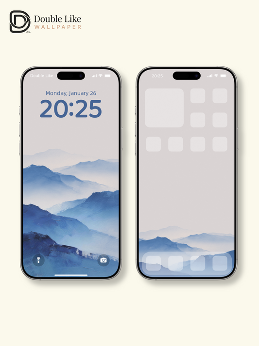 Misty Blue Layer Mountain Oil Painting Aesthetic Wallpaper Pack [#LFHL30508]