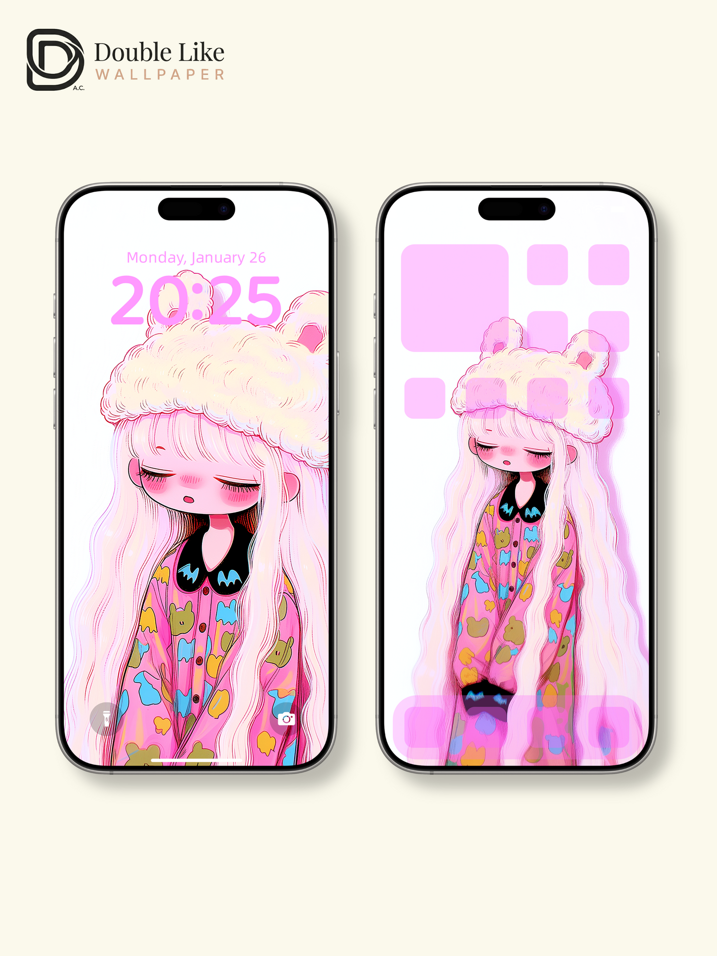 Kawaii Sleeping Anime Girl Plush Bear Hat Wallpaper [#HW1476]