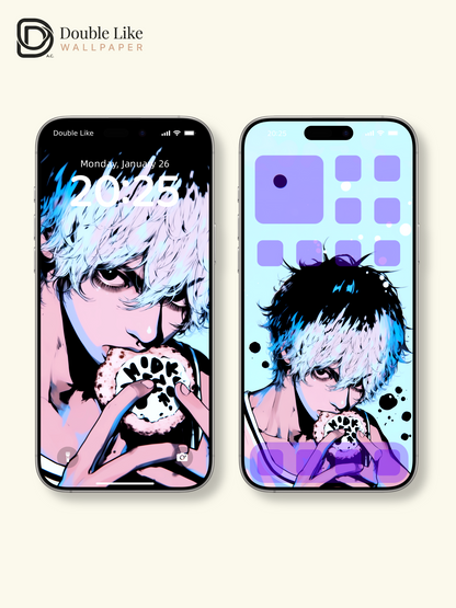 Anime Boy Cyan Streetwear Cookie Aesthetic Wallpaper Pack [#HW1487]