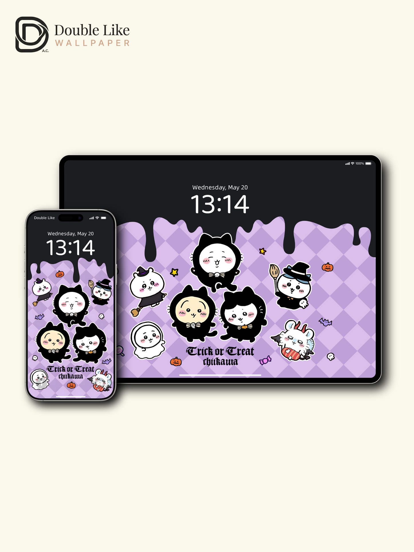 Trick or Treat – Chiikawa Halloween Cute Costume Wallpaper Set (Lock Screen + Home Screen) [#CKW292]