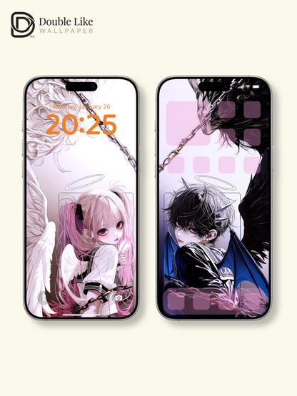 Dark Fantasy Angel & Demon Anime Couple Wallpaper Pack [#HW1525]