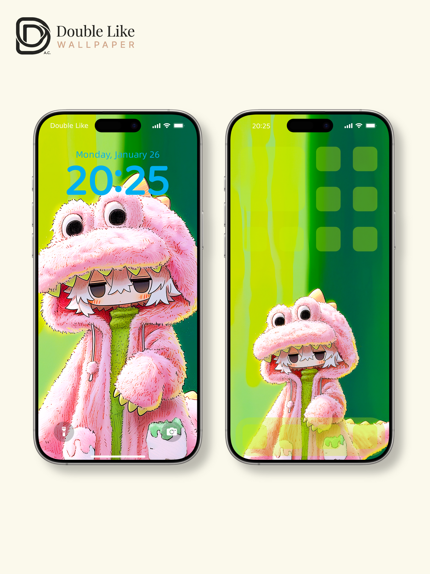 Cute Pink Dinosaur Onesie Anime Character Wallpaper Pack [#GG1408]