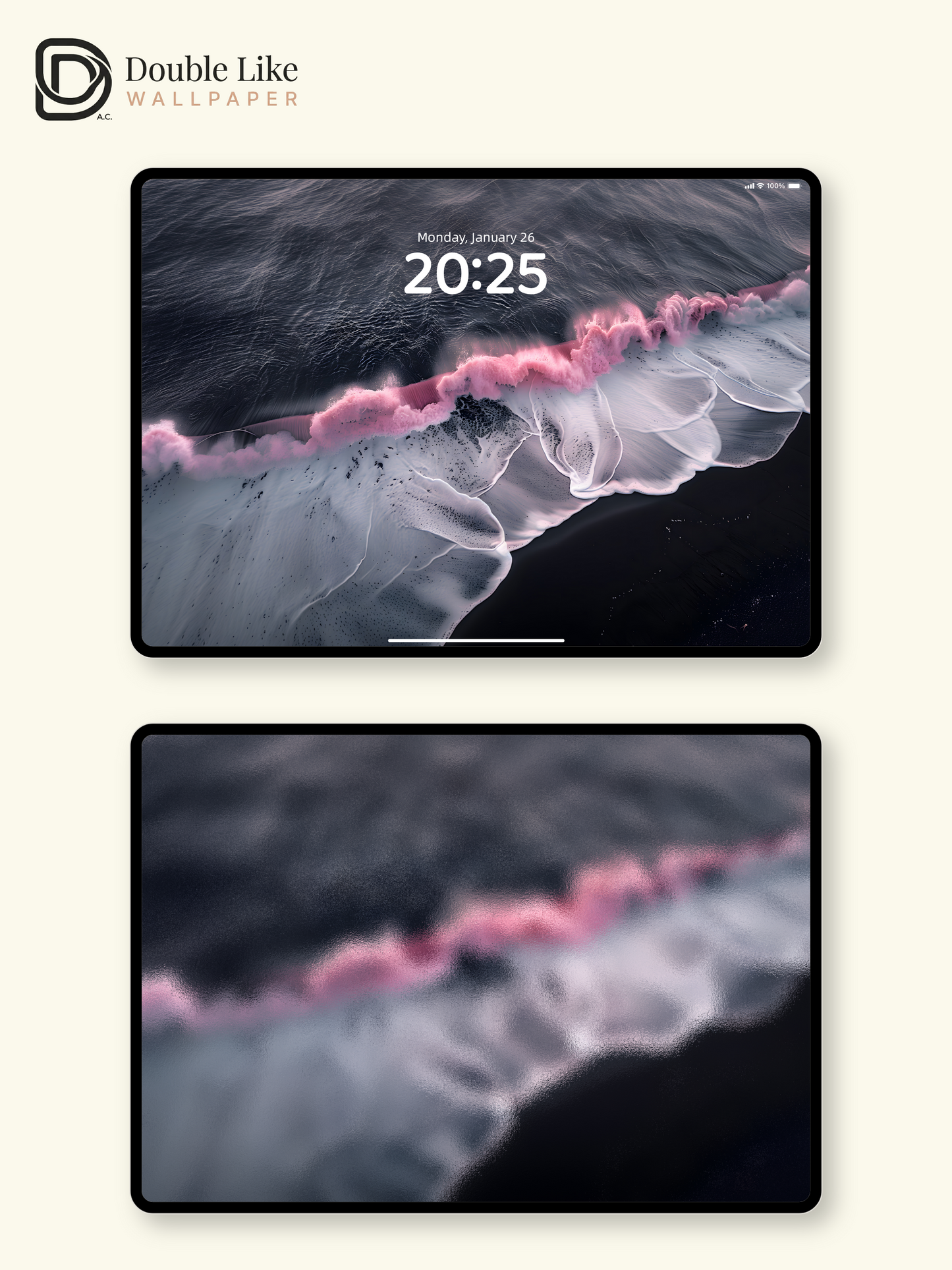 Surreal Pink Wave Dark Beach Aesthetic Wallpaper Pack [#ZJYX0199]