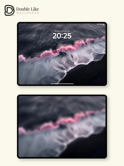 Surreal Pink Wave Dark Beach Aesthetic Wallpaper Pack [#ZJYX0199]