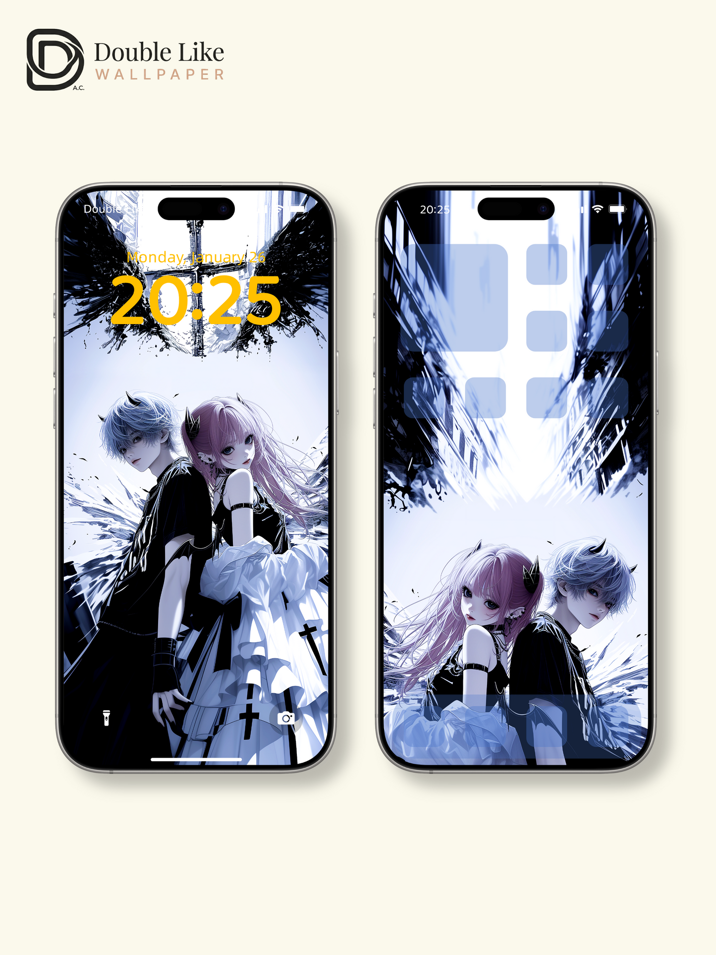 Cyberpunk Anime Demon Couple Horns Ink City Dark Aesthetic Wallpaper Pack [#HW1521]
