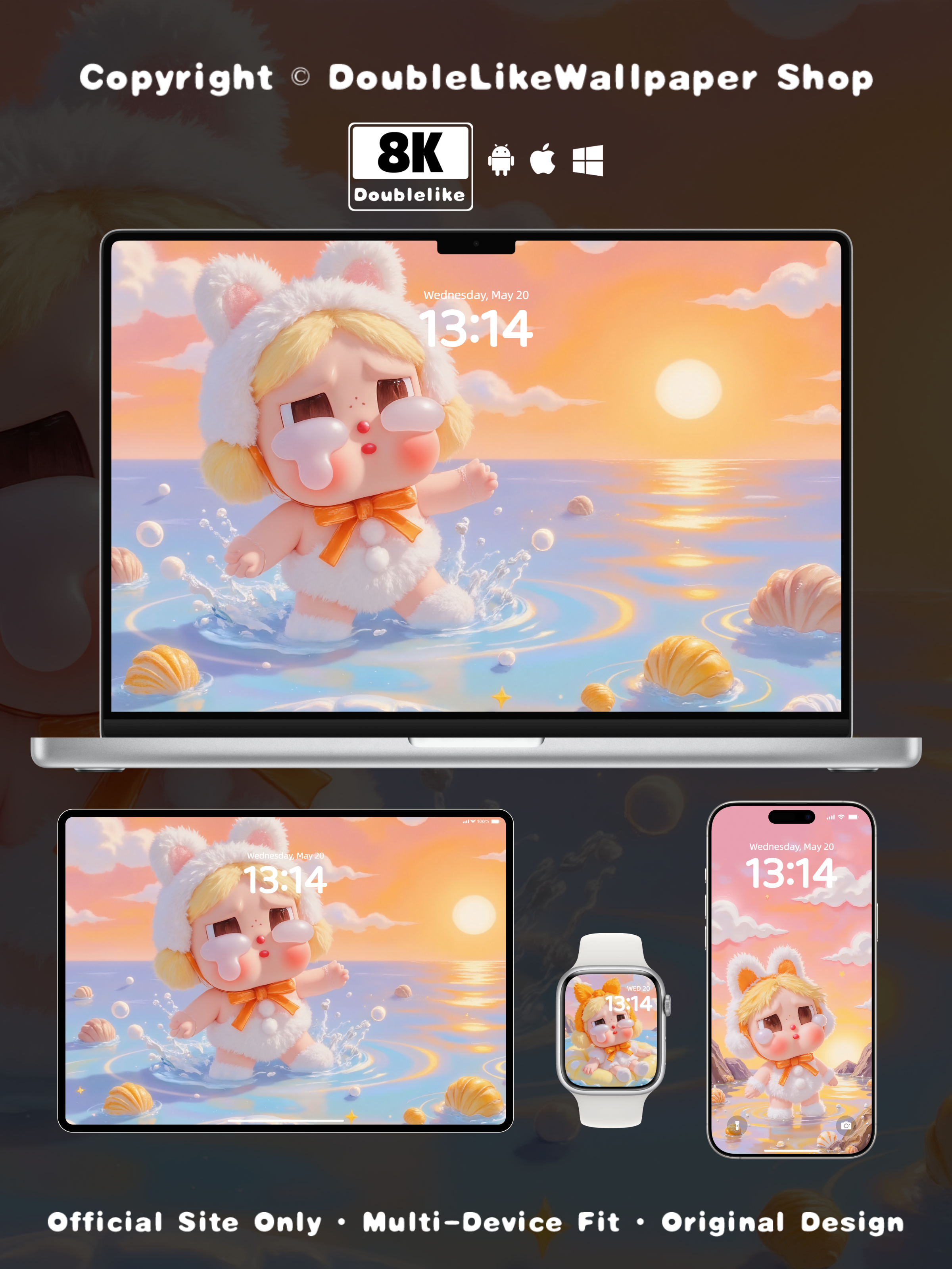 Watching Sunset on Beach [#C062]