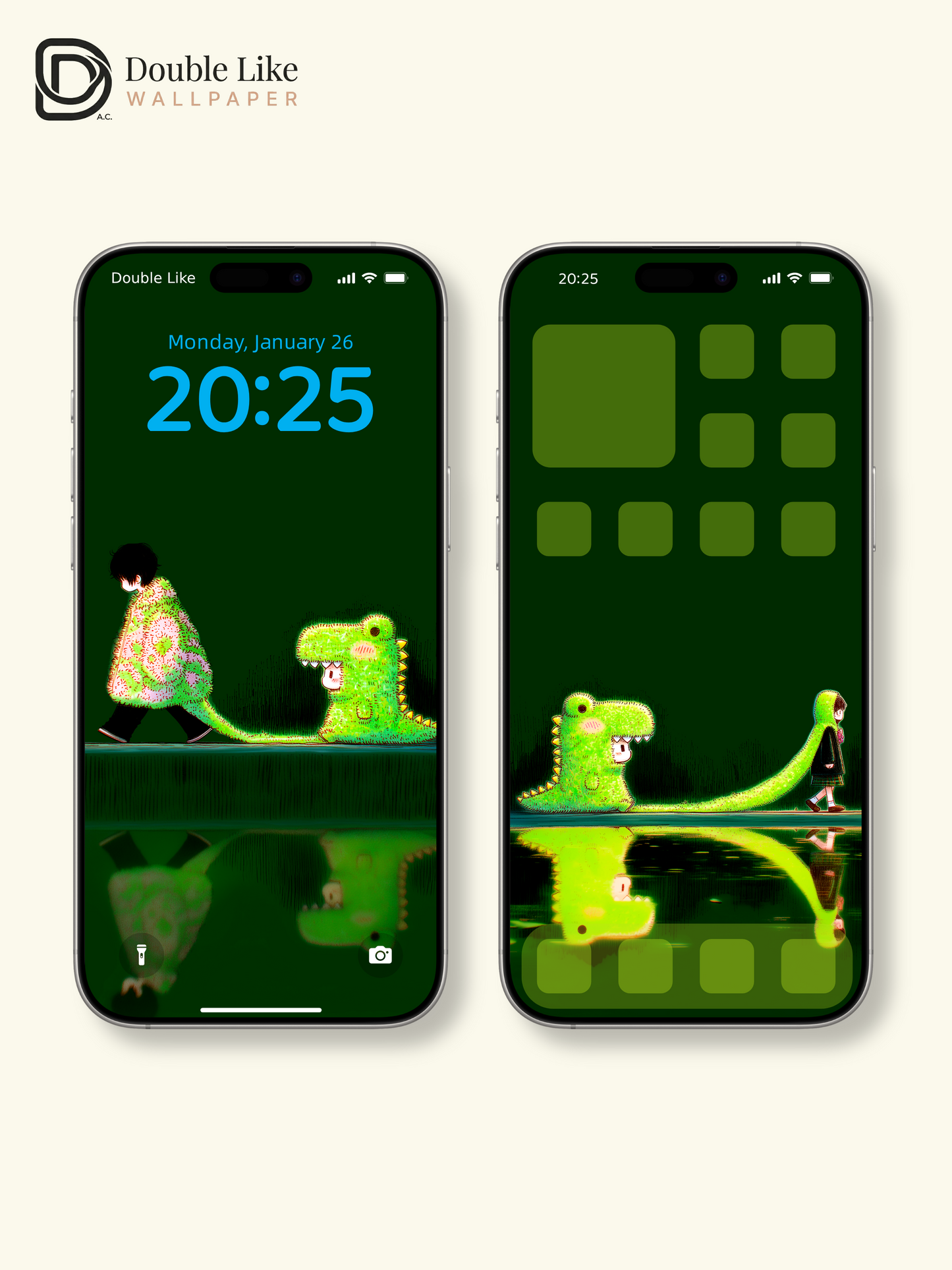 Glowing Dinosaur Character Healing Illustration Wallpaper Pack [#GG1407]