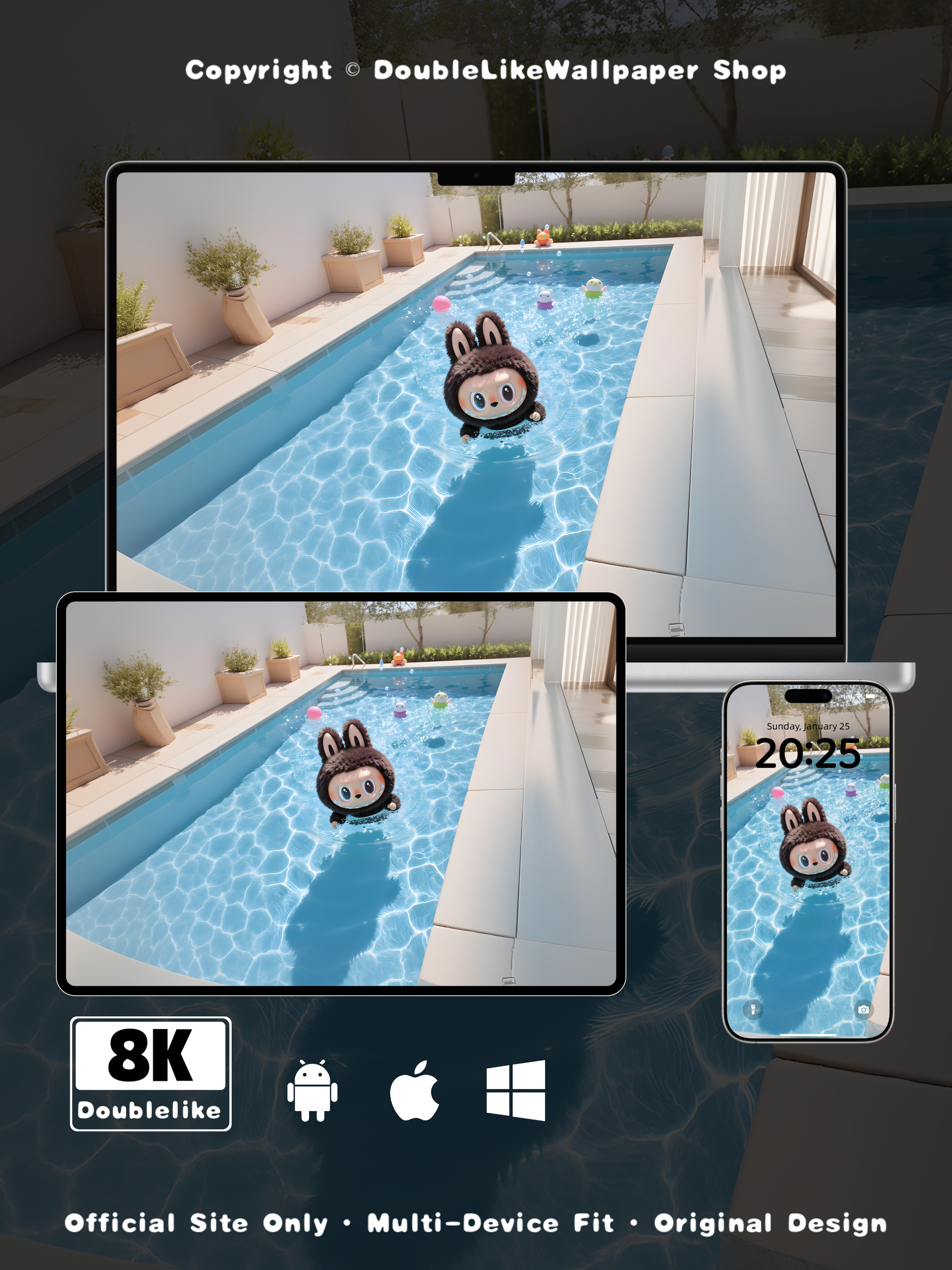 Brown Fluffy Doll by the Pool [#107]