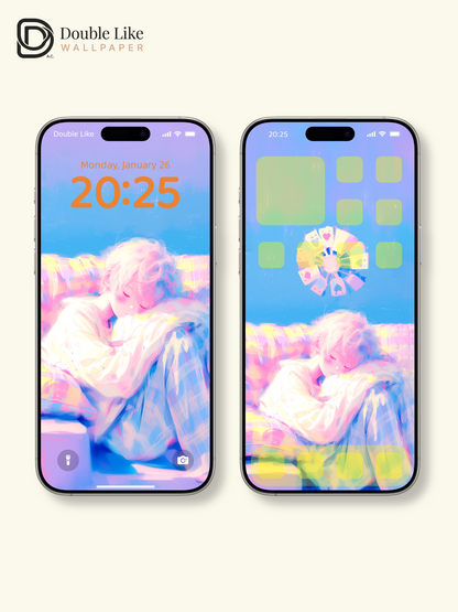 Cozy Sleeping Anime Boy Pastel Aesthetic Digital Wallpaper Pack [#HW1465]