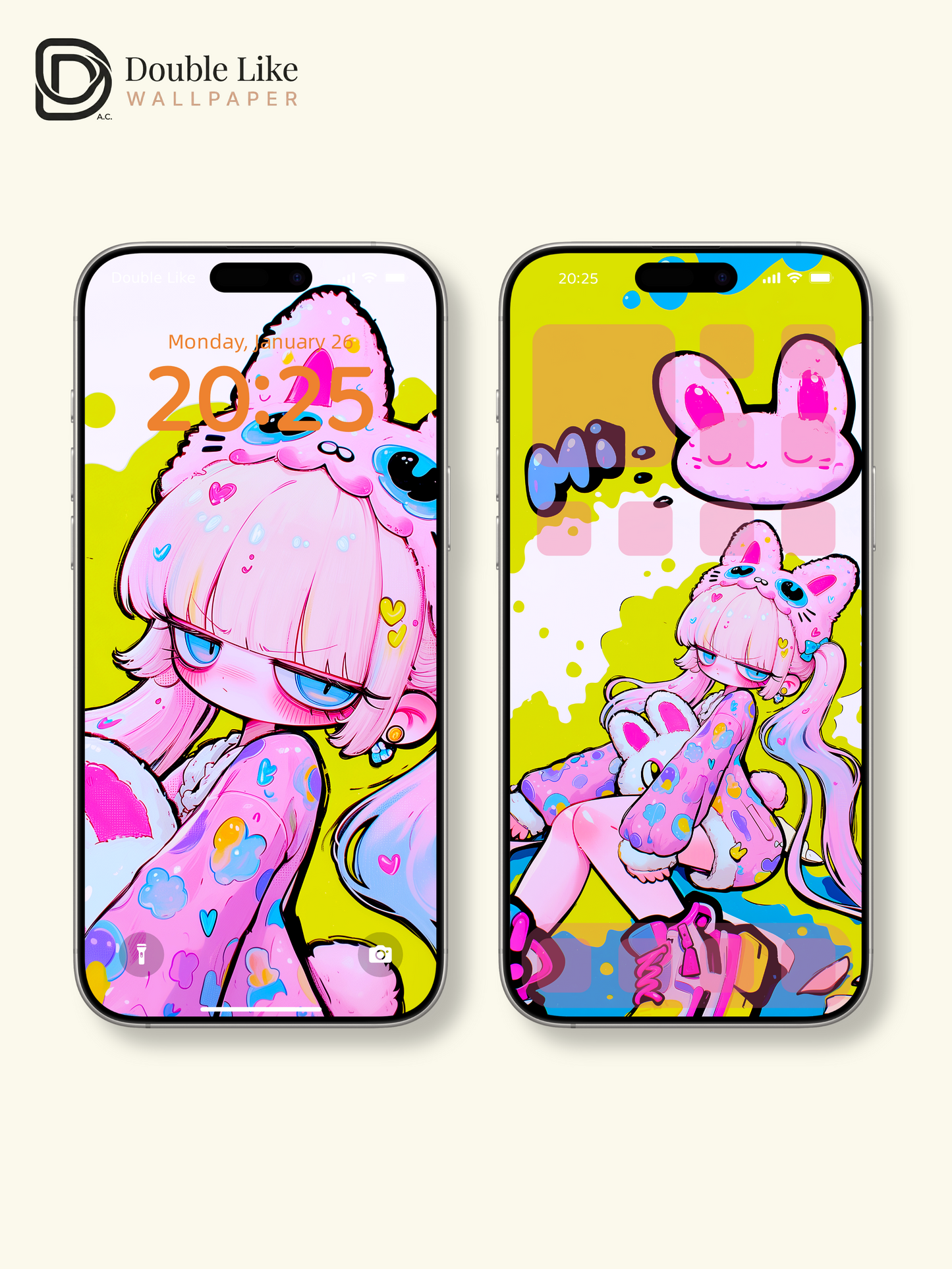 Neon Pop Art Anime Girl Cute Wallpaper Pack [#GG1366]