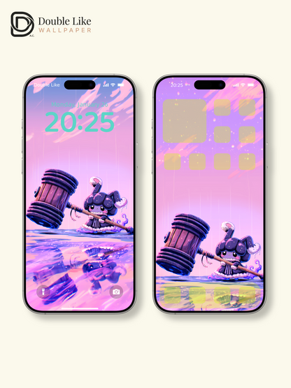 Cute Rainy Bunny Giant Mallet Pastel Pink Aesthetic Wallpaper Pack [#HW1510]