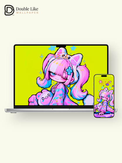 Neon Pop Art Anime Girl Cute Wallpaper Pack [#GG1364]