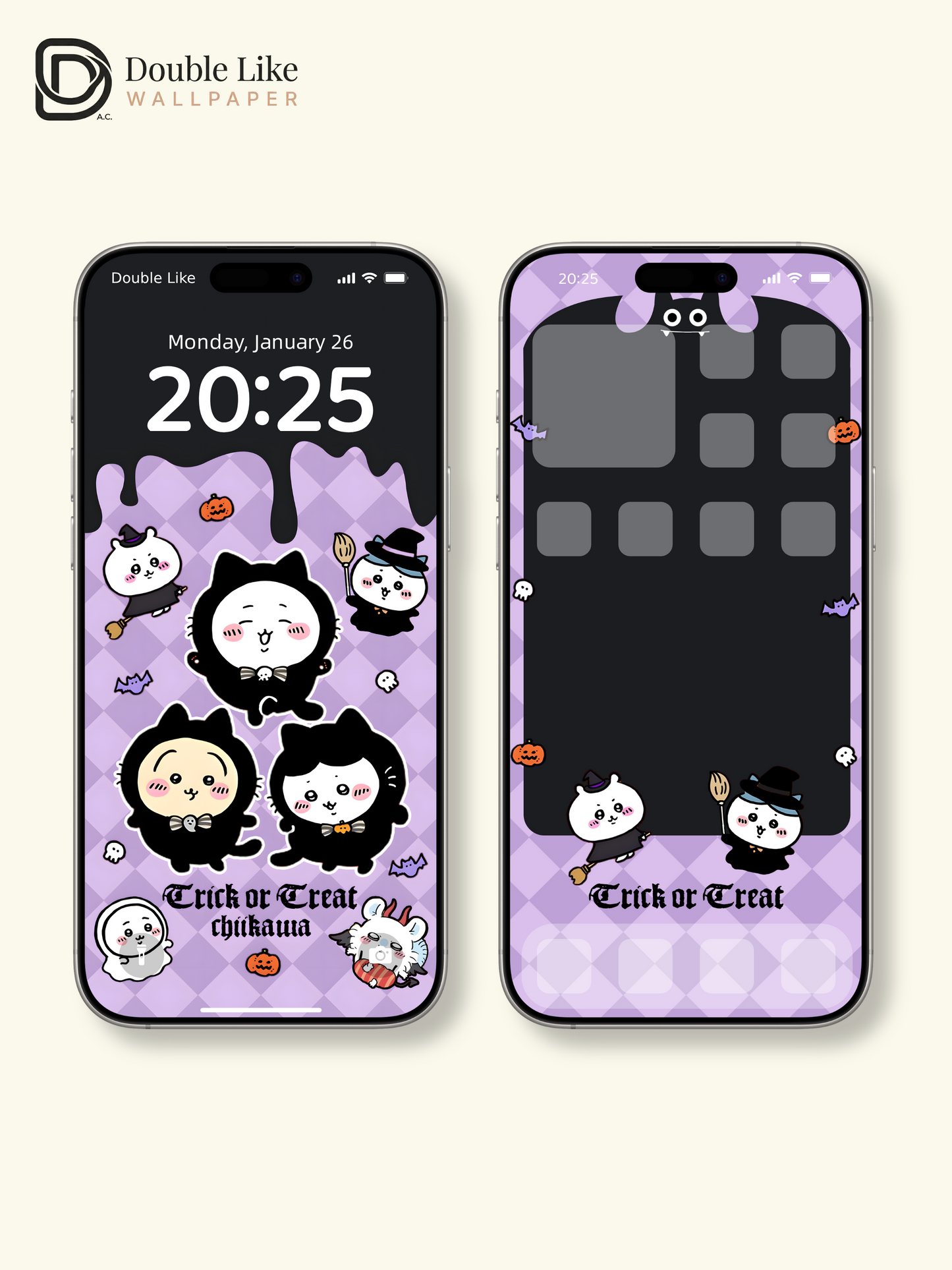 Trick or Treat – Chiikawa Halloween Cute Costume Wallpaper Set (Lock Screen + Home Screen) [#CKW292]