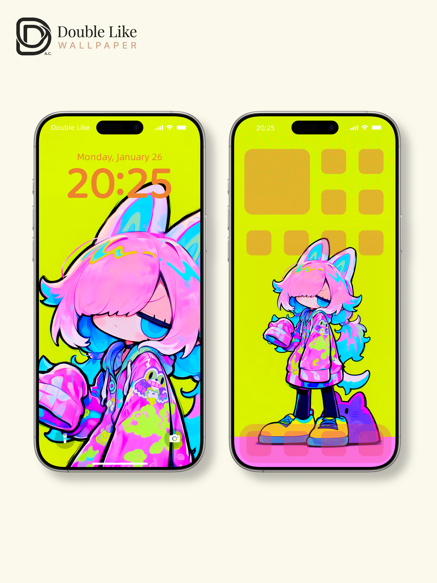 Neon Anime Character Wallpaper Pack - Cute Pop Art Vibe [#GG1362]