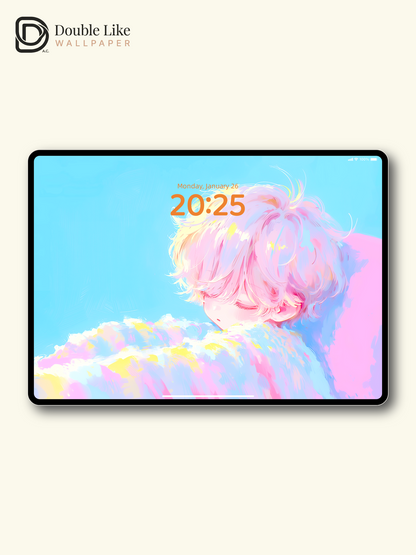 Pastel Cloud Sleeping Anime Boy Aesthetic Digital Wallpaper Pack [#HW1463]