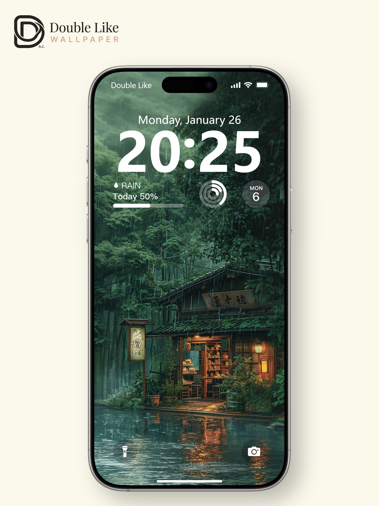 Rainy Forest Lake Wooden House Peaceful Anime Aesthetic Wallpaper Pack [#WGF028]
