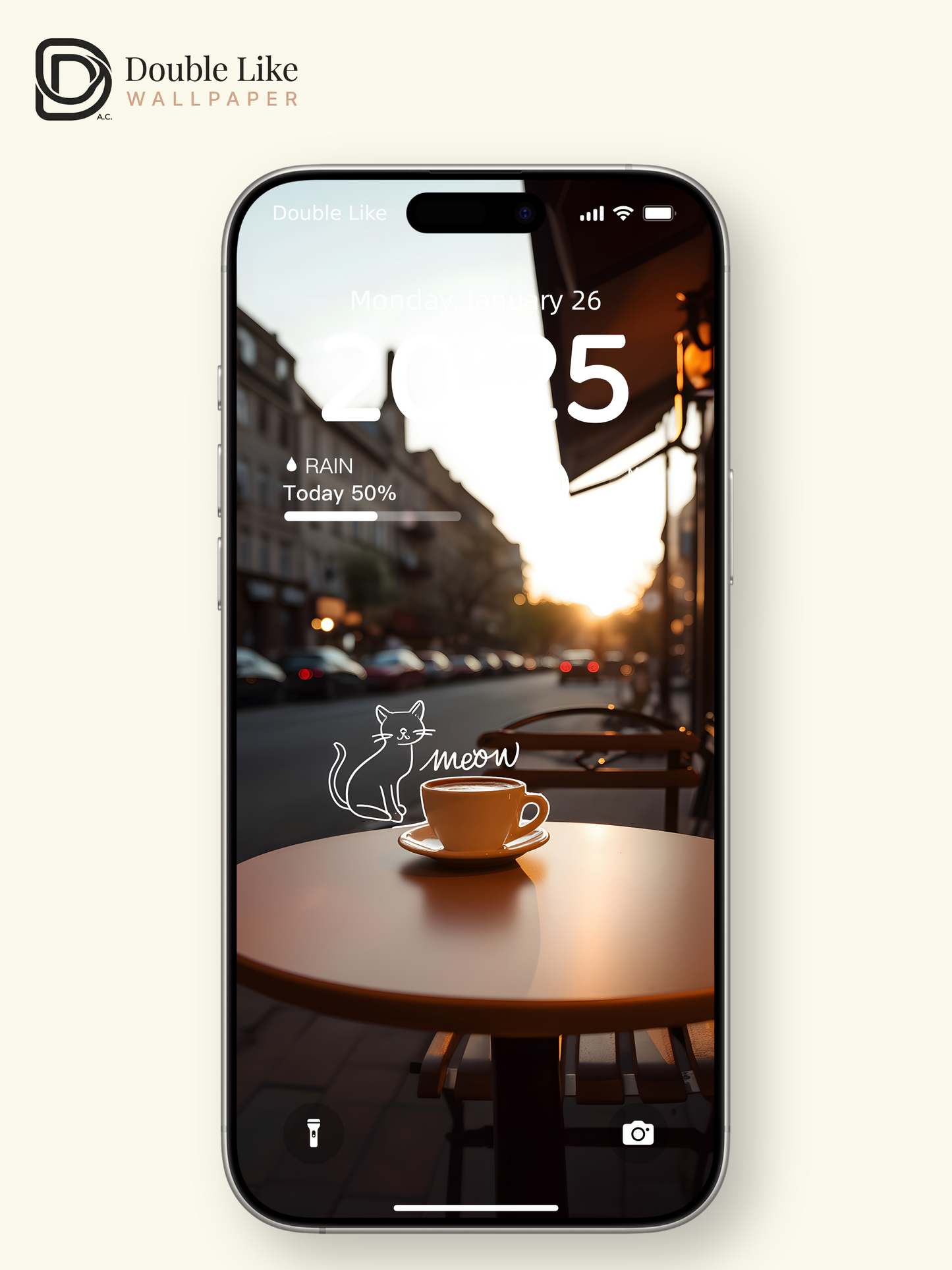 Cozy Cafe Street Golden Hour Aesthetic Wallpaper [#ZJYX0730]