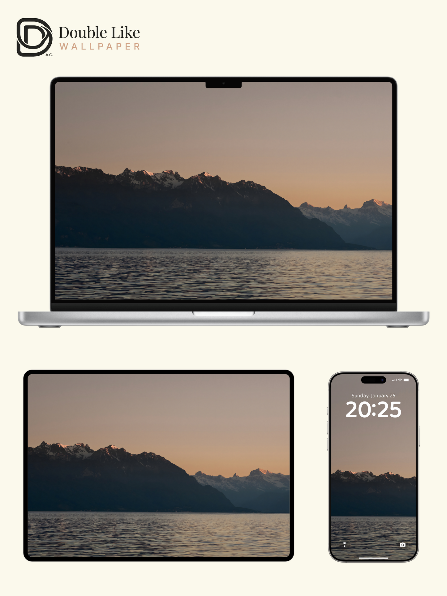 Mountain Lake Golden Hour Calm Nature Wallpaper [#ZJYX0147]