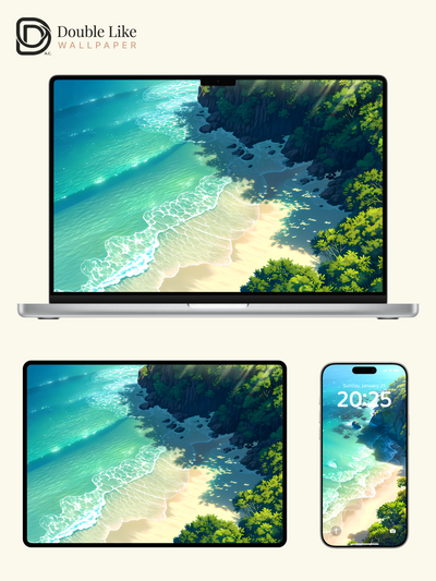 Aesthetic Coastal Beach Waves Summer Travel Digital Art Wallpaper Pack [#LFHL1028]