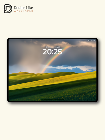 Rainbow over Yellow Flower Fields Landscape Wallpaper Pack [#ZJY482]