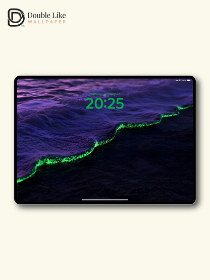 Bioluminescent Neon Wave Dark Purple Ocean Aesthetic Wallpaper Pack [#ZMY102]