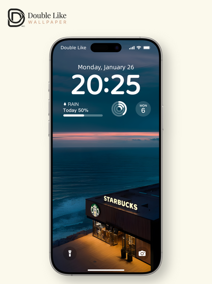 Cinematic Seaside Cafe Ocean Night Ambient Wallpaper Pack [#ZJYX0434]