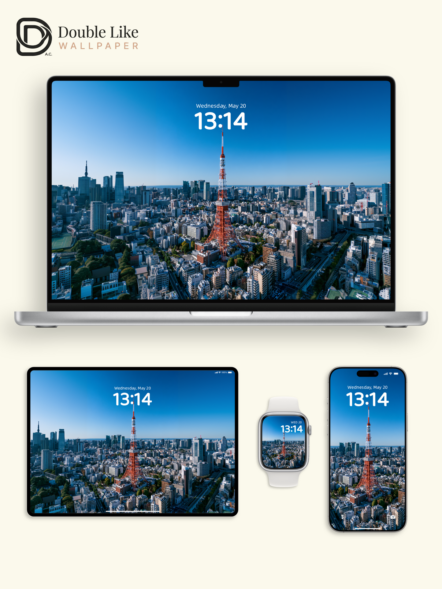Tokyo Tower Skyline Daytime Blue Sky Aesthetic Wallpaper Pack [#JJ1374]