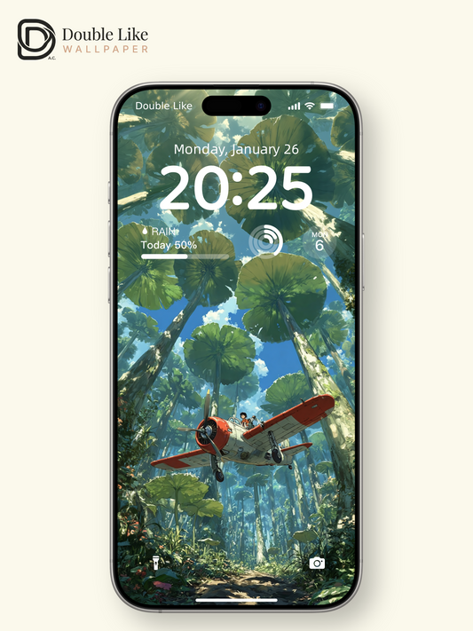 Giant Forest Canopy & Vintage Plane Flight Aesthetic Wallpaper Pack [#JJ1459]