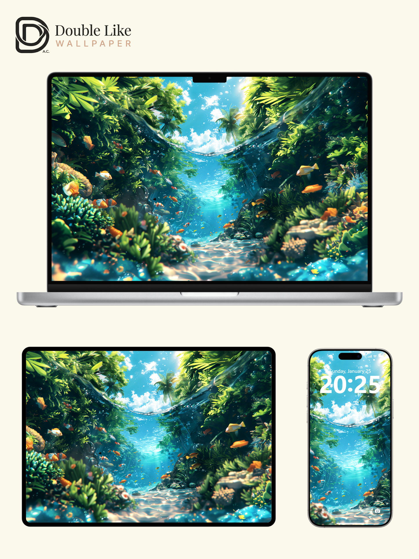Tropical Ocean Underwater Nature Anime Inspired Wallpaper Pack [#WGF046]