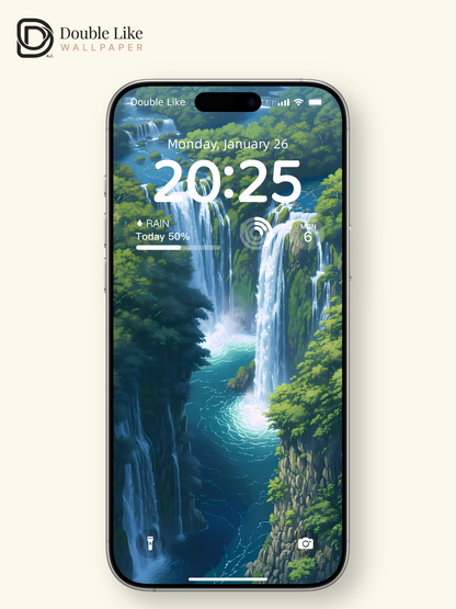 Aesthetic Secret Forest Waterfalls Nature Landscape Digital Art Wallpaper Pack [#LFHL1029]