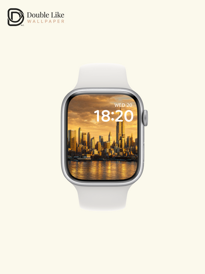 New York City Skyline Golden Sunset River Landscape Wallpaper Pack [#ZJYR004]