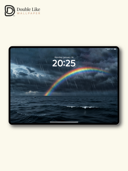 Ocean Storm Vivid Rainbow Rain Sea Aesthetic Wallpaper Pack [#ZMY152]